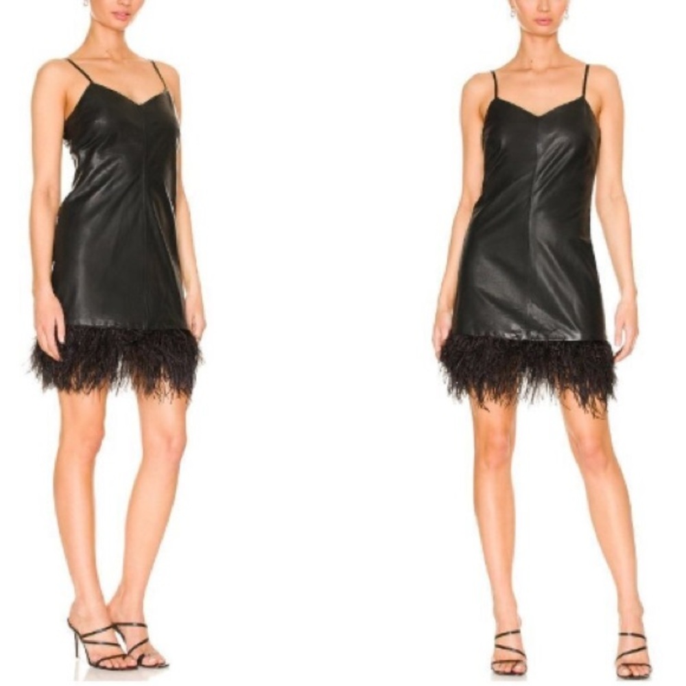 Lamarque Black Feather Trim Dress